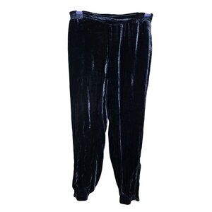 Go‎ By Go Silk Navy Velvet Jogger Ankle Zip Pants XS Boho Whimsygoth